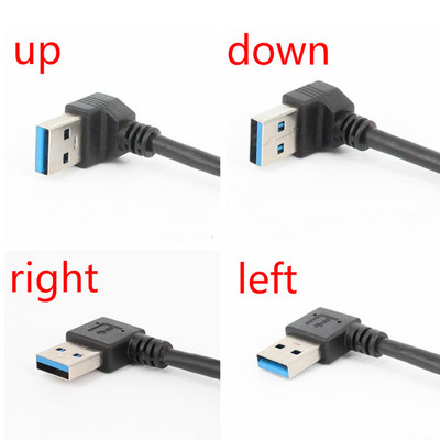 90-kraadine USB 3.0 A isasest emasesse adapteri kaabli nurga pikendusjuhe USB andmete sünkroonimise laadimiskaablid vasakule/paremale/üles/alla