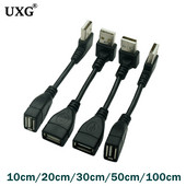 10cm 20cm 50CM USB 2.0 A muški na ženski 90 kutni produžni adapterski kabel USB2.0 muški na ženski desno/lijevo/dolje/gore Crni kabel