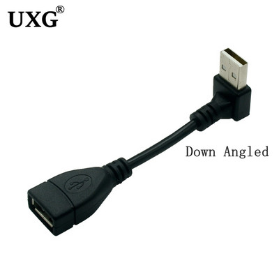 10cm 20cm 50CM USB 2.0 A muški na ženski 90 kutni produžni adapterski kabel USB2.0 muški na ženski desno/lijevo/dolje/gore Crni kabel