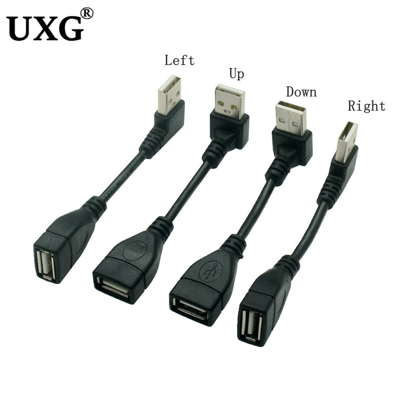 10cm 20cm 50CM USB 2.0 A muški na ženski 90 kutni produžni adapterski kabel USB2.0 muški na ženski desno/lijevo/dolje/gore Crni kabel