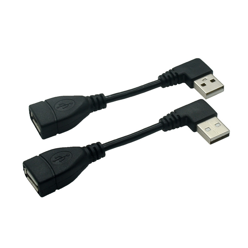 10cm 20cm 50CM USB 2.0 A muški na ženski 90 kutni produžni adapterski kabel USB2.0 muški na ženski desno/lijevo/dolje/gore Crni kabel