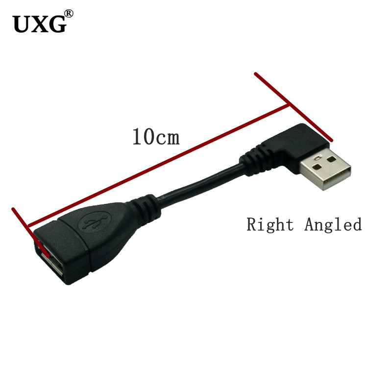 10cm 20cm 50CM USB 2.0 A muški na ženski 90 kutni produžni adapterski kabel USB2.0 muški na ženski desno/lijevo/dolje/gore Crni kabel