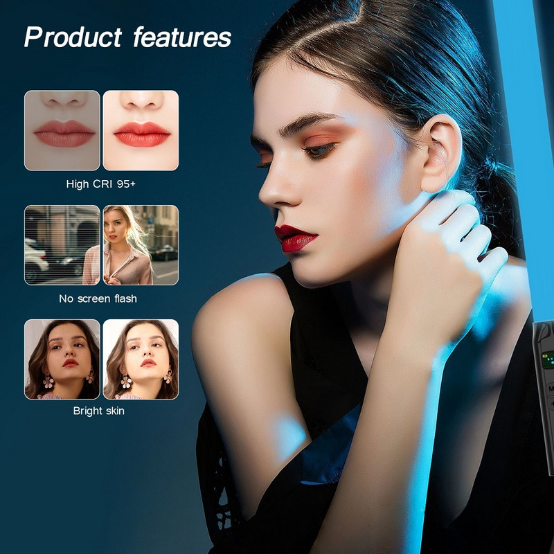 Rankinė RGB spalvinga vaizdo lazdelės lemputė 50 cm LED šviesos lazdelė CRI 95+ 2500K-9000K fotografijos studijos lempa fotografijos apšvietimas