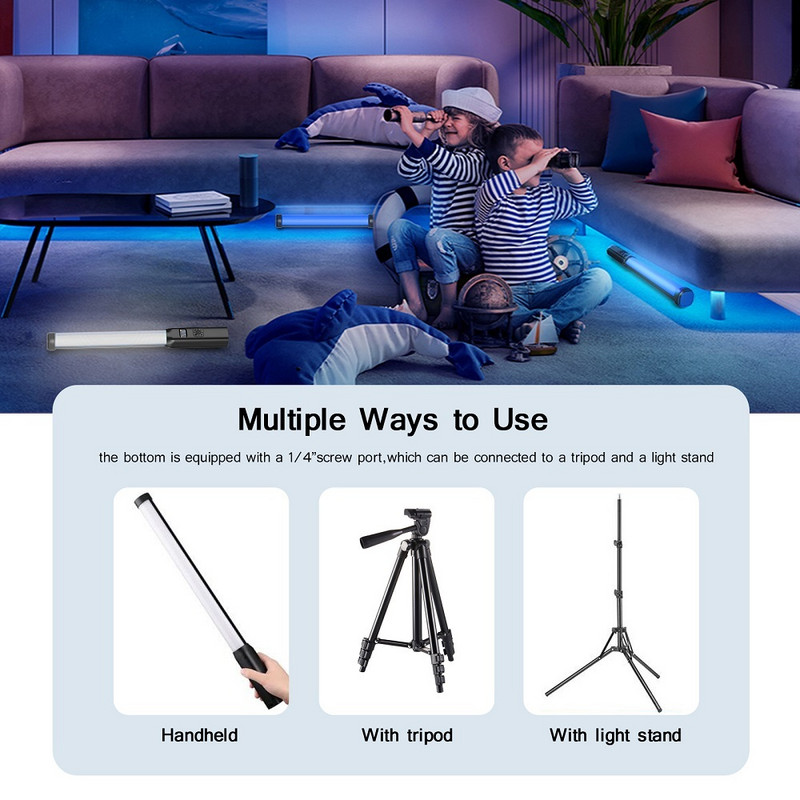 Rankinė RGB spalvinga vaizdo lazdelės lemputė 50 cm LED šviesos lazdelė CRI 95+ 2500K-9000K fotografijos studijos lempa fotografijos apšvietimas