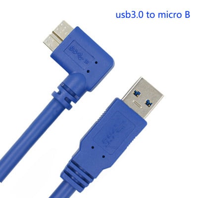 0,3m/0,6m/1m USB 3.0 Τύπος A Male σε Micro B Αρσενικό Αριστερά & 90 Μοίρες Δεξιά Γωνία 5Gbps Καλώδιο καλωδίου για κάμερα SLR/σκληρό δίσκο κινητού