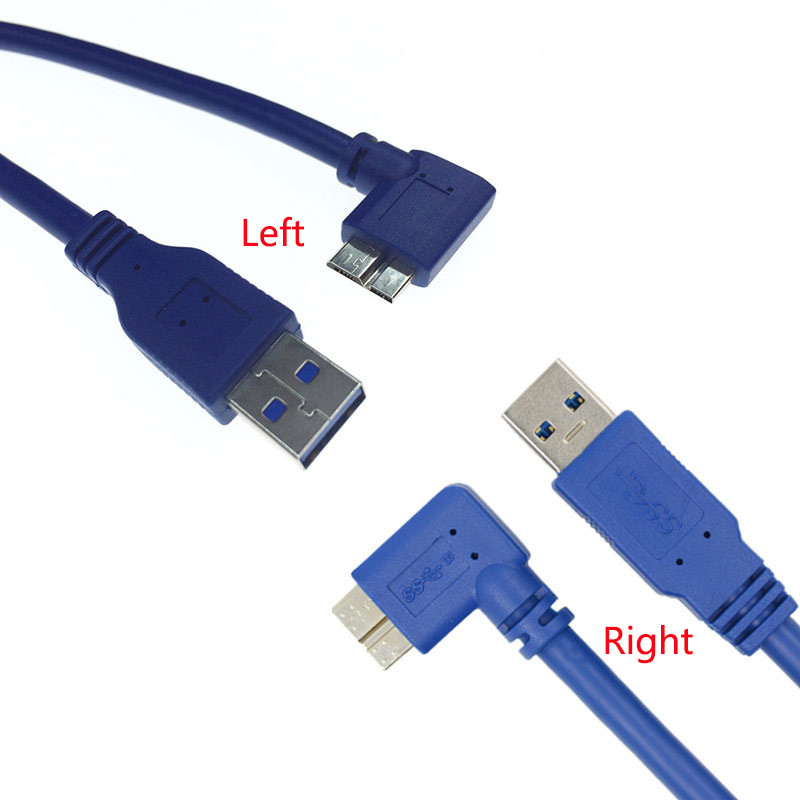0,3 m/0,6 m/1 m USB 3.0 A tipa vīrišķais–mikro B vīriņš pa kreisi un 90 grādu labā leņķa 5 Gb/s kabeļa vads spoguļkamerai/mobilajam cietajam diskam