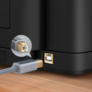 USB C към USB B 2.0 кабел за принтер, плетен скенер за принтер за Epson HP Canon Brother MacBook Pro Samsung MIDI Controlle кабел