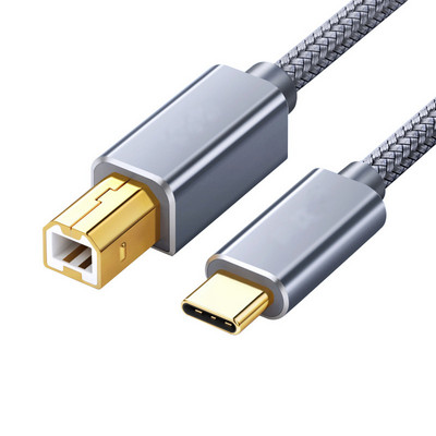 USB C - USB B 2.0 nyomtatókábel fonott nyomtatószkenner Epson HP Canon Brother MacBook Pro Samsung MIDI vezérlőkábelhez