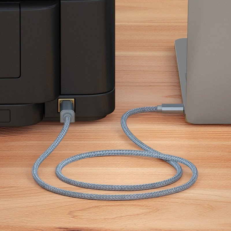 USB C - USB B 2.0 nyomtatókábel fonott nyomtatószkenner Epson HP Canon Brother MacBook Pro Samsung MIDI vezérlőkábelhez