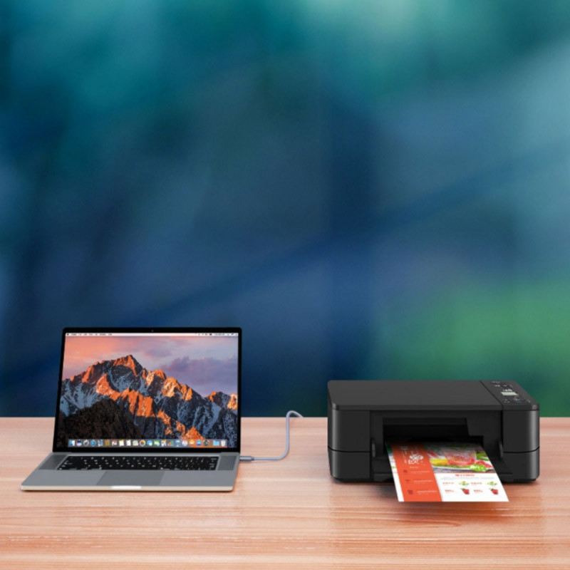 USB C - USB B 2.0 nyomtatókábel fonott nyomtatószkenner Epson HP Canon Brother MacBook Pro Samsung MIDI vezérlőkábelhez