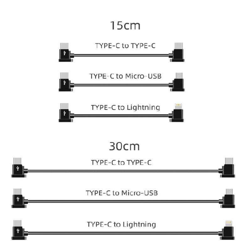15cm/30cm podatkovni kabel za DJI Mini 2/Mavic air 2/Pocket 2/Osmo Pocket Type C to Lightning/Micro USB/Type C Line za telefon/tablet