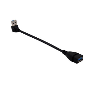 23 см 90 градуса нагоре и надолу и наляво и надясно под ъгъл USB 3.0 A мъжки към USB женски удължителен адаптер Черен кабел