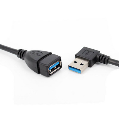 23 cm 90 laipsnių aukštyn ir žemyn ir kairėn ir dešiniuoju kampu USB 3.0 A kištukinis USB lizdas prailginimo adapteris Juodas laidas