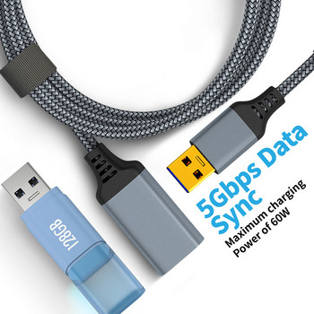 Найлонов плетен USB 3.0 мъжки към женски високоскоростен кабел за предаване на данни за компютърна камера, принтер, удължителен кабел 3M/2M/1M