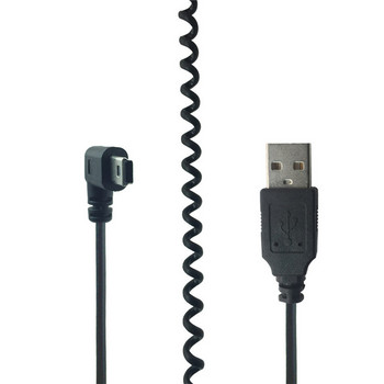 mini usb кабел USB Type-A към Mini 5Pin под прав ъгъл Пружинен кабел за зареждане за GPS навигатор 0,5 м-1,2 м