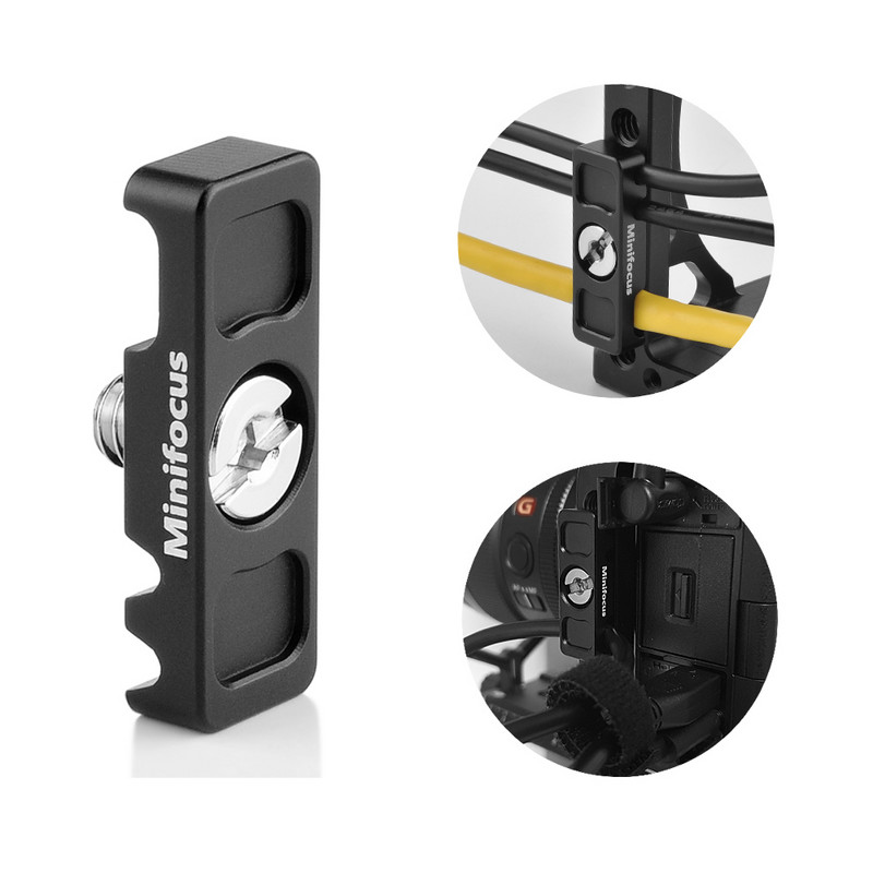 Mini Tether kábelrögzítő blokk DSLR fényképezőgép digitális USB zár klip védő szerszámok állványra rögzíthető gyorskioldó lemez rögzítés