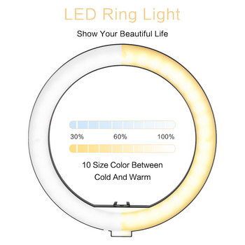 10 инча/26 см видео светлина Димируема LED светлина за селфи пръстен Лампа за фотографски пръстен със стойка за статив за видео грим в Youtube