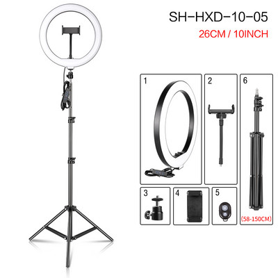 10-tolline/26cm videovalgus hämardatav LED-selfie rõngasvalgus statiivialusega pildistamisrõngaslamp Youtube`i meigivideo jaoks