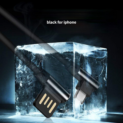 Dvostruko koljeno 90 stupnjeva Reverzibilni najlonski pleteni kabel za punjenje Brzi kabel za sinkronizaciju podataka Punjač za iphone Micro USB Type-C