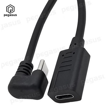 30CM USB 3.1 Type-C женски към U ъглови 90 градуса USB 2.0 Micro 5 Pin / Type-C мъжки захранващ кабел за синхронизиране на данни Кабел