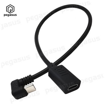 30CM USB 3.1 Type-C женски към U ъглови 90 градуса USB 2.0 Micro 5 Pin / Type-C мъжки захранващ кабел за синхронизиране на данни Кабел