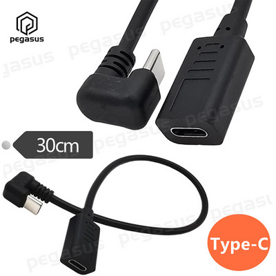 30CM USB 3.1 Type-C ženski na U kutni 90 stupnjeva USB 2.0 Micro 5 Pin / Type-C muški kabel za napajanje kabela za sinkronizaciju podataka