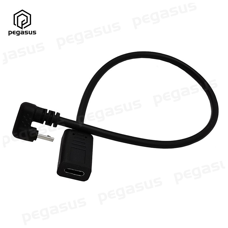 30CM USB 3.1 Type-C ženski na U kutni 90 stupnjeva USB 2.0 Micro 5 Pin / Type-C muški kabel za napajanje kabela za sinkronizaciju podataka