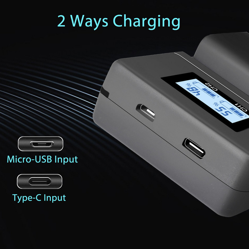 USB LCD Smart NP-FW50 kameras akumulatora lādētājs priekš SONY Alpha A7 A7R A7S A5000 A6000 Ect ātras dubultās lādētāja mobilā strāvas lādētāja