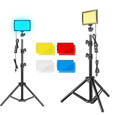 LED фотография Видео осветителен панел Осветление Комплект лампа за фото студио със стойка за статив RGB филтри за снимане на живо Youbube Streaming