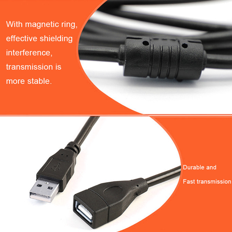 USB 2.0 dugasz-alj USB-kábel 1,5 m-es 3 m-es 5 m-es hosszabbítókábel vezeték Super Speed Data Sync hosszabbító kábel PC laptop billentyűzethez