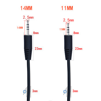 1 м 2,5 мм 11 мм 14 мм размер 4 полюса стерео 2,5 мм мъжки към USB мъжки кабел за зареждане на данни