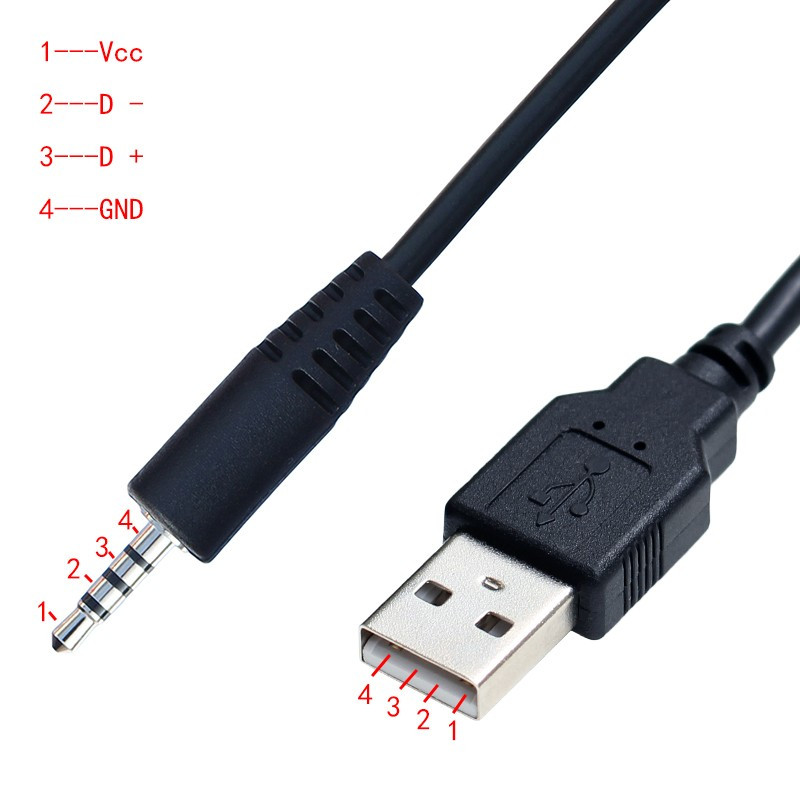 1m 2.5mm 11MM 14MM veličina 4-polni stereo 2.5mm muški na USB muški podatkovni kabel za punjenje