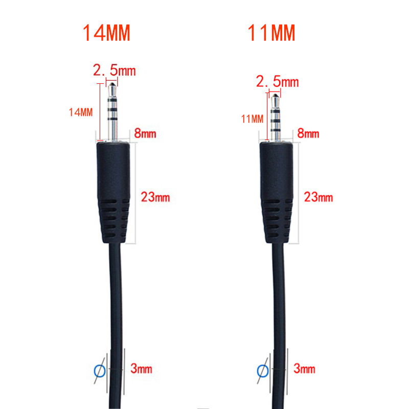 1m 2.5mm 11MM 14MM veličina 4-polni stereo 2.5mm muški na USB muški podatkovni kabel za punjenje