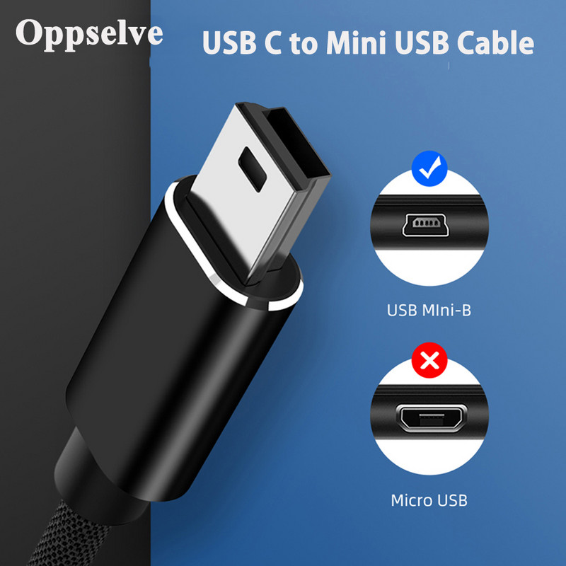 USB Mini-B kabel USB C na Mini USB žičani kabel Ženski na muški USB kabel za Thunderbolt 3 Računalo Laptop Snimač za vožnju Mini-B