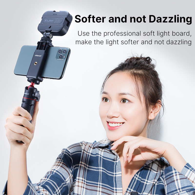 VIJIM VL100C LED-selfievalgusti hämardatav LED-pikendusega 3 külmakinga 170° reguleeritav kuulpea YouTube`i reaalajas täitevalgusega pildistamiseks