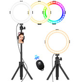 VIJIM K9 8 collu RGB gredzena gaismas statīva zvana gaisma LED pašbildes gredzena gaisma ar statīvu 3000-6500K RGB video gaisma vietnei Youtube Tik Tok