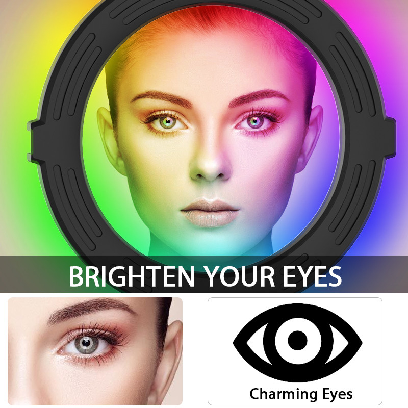 VIJIM K9 8 collu RGB gredzena gaismas statīva zvana gaisma LED pašbildes gredzena gaisma ar statīvu 3000-6500K RGB video gaisma vietnei Youtube Tik Tok