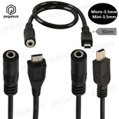 30CM DC 3,5 mm ženski na 5pin mini / mikro 5P priključak muški mikrofonski adapter USB produžni kabel