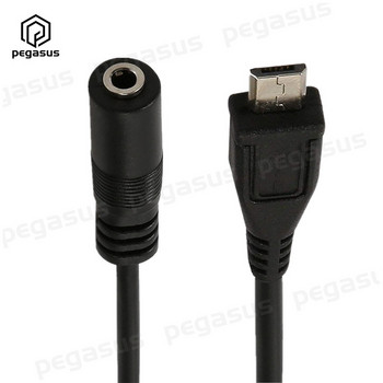 30CM DC 3,5 mm женски към 5-пинов мини / микро 5P жак мъжки микрофонен адаптер USB удължителен кабел