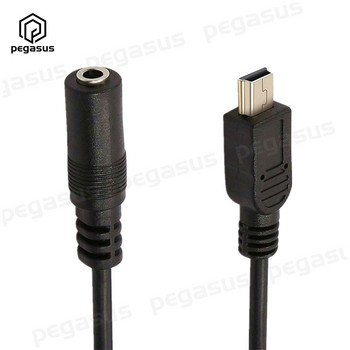 30CM DC 3,5 mm женски към 5-пинов мини / микро 5P жак мъжки микрофонен адаптер USB удължителен кабел