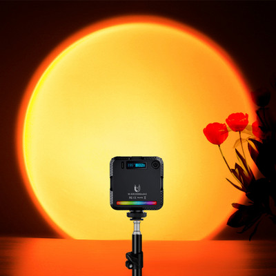 KIMRIG RGB Sunset Lamp Video Light LED Романтична лампа за проектор Прожекционна светлина за атмосфера на живо излъчване за фотографско студио