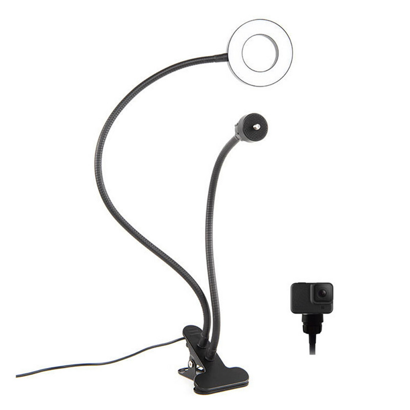 Led hordozható webkamera könnyű állvány, erős klip Egyszerű vezérlés Élő közvetítés Sportkamera Vezetékes vezérlő Forgatható USB táp Vlog