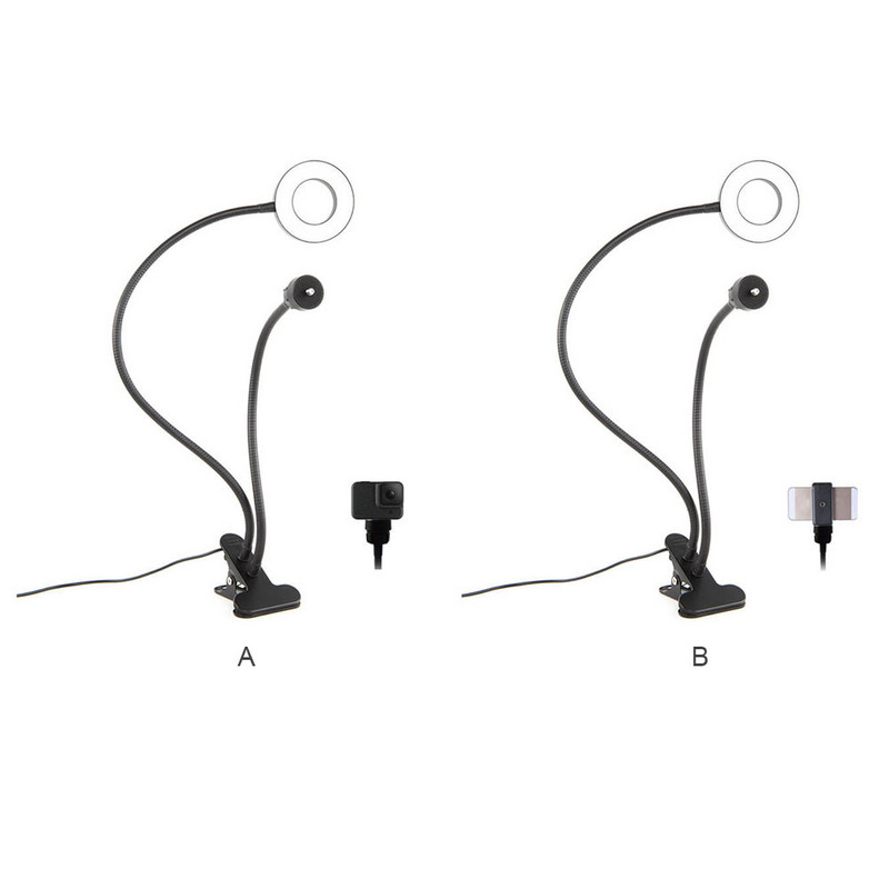 Led hordozható webkamera könnyű állvány, erős klip Egyszerű vezérlés Élő közvetítés Sportkamera Vezetékes vezérlő Forgatható USB táp Vlog