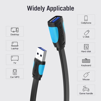 Vention USB Extension Cable 2.0 мъжки към женски кабел USB 3.0 кабелен удължител за лаптоп PC Smart TV PS4 Xbox One SSD USB към USB