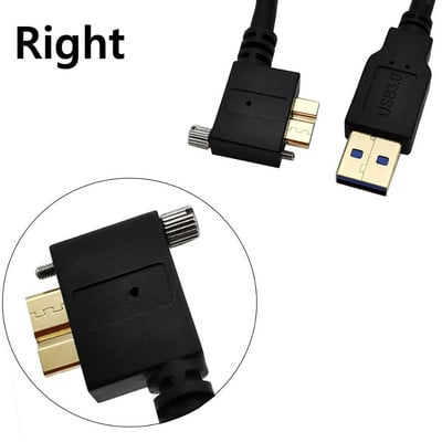 USB 3.0 A muški na Micro B kabel lijevo desno gore dolje kut 90 stupnjeva muški s pričvrsnim vijcima 5Gbps 0,3 m 1 m 1,8 m