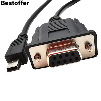 6FT RS232 DB9 женски жак към Mini USB 5-пинов мъжки кабелен адаптер