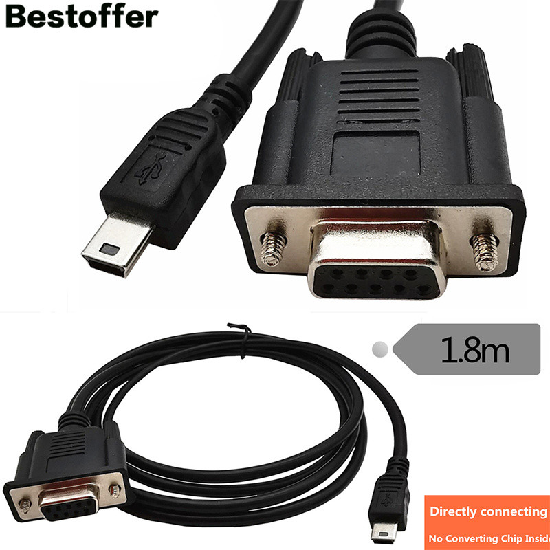 6FT RS232 DB9 csatlakozóaljzat mini USB 5 tűs dugós kábeladapter