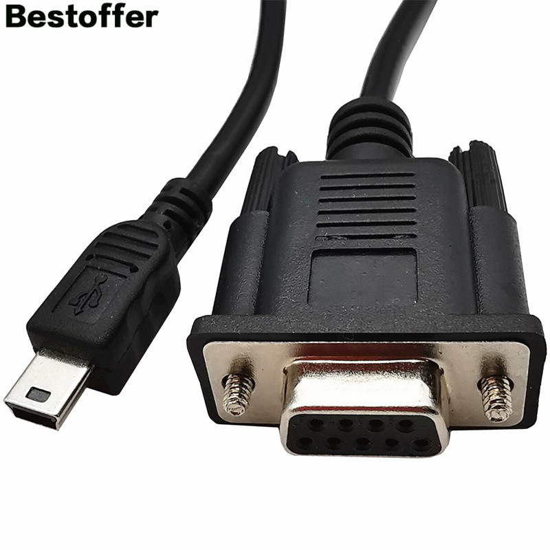6FT RS232 DB9 csatlakozóaljzat mini USB 5 tűs dugós kábeladapter