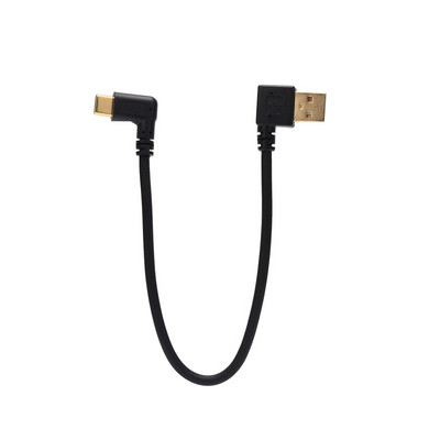 20 см USB към тип C Къс кабел за бързо зареждане Двойно коляно 90 градуса USB C Micro USB кабел за данни за всички смарт телефони