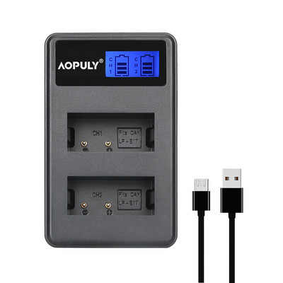 AOPULY LP-E17 LPE17 LP E17 LCD kijelzős USB akkumulátor töltő Canon X8i Rebel T6i M3 EOS 760D Kiss 8000D Rebel T6s 750D fényképezőgéphez